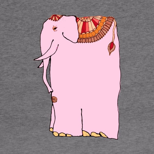 Fanciful pink elephant wearing colorful blanket - for those who say I Love Elephants. by Fantasyart123